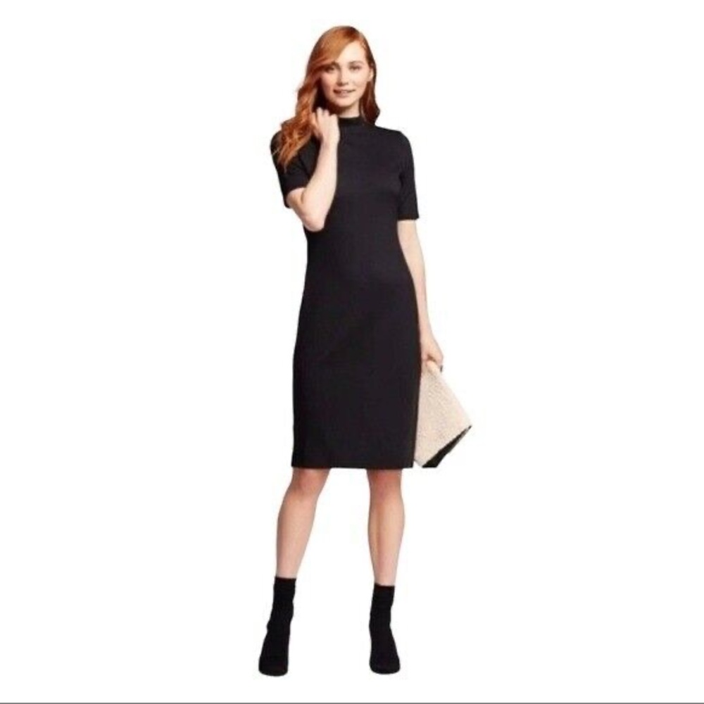 Stretchy Black Mockneck Bodycon Little Black Dress Sz S